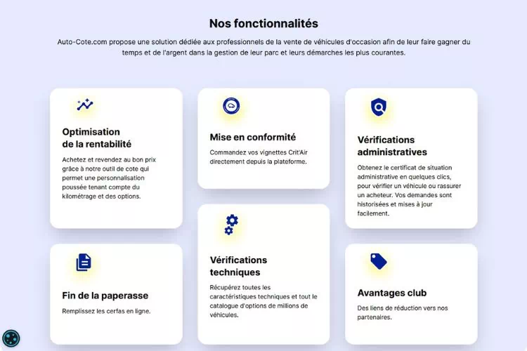 Les fonctionnalités de Auto-cote.com