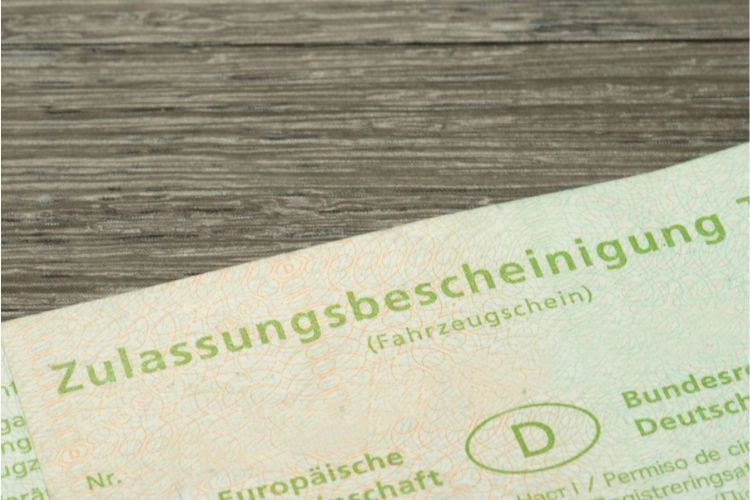 Début d'une carte grise allemande