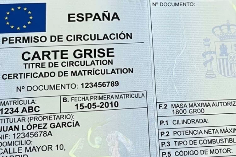 Carte grise Espagnole