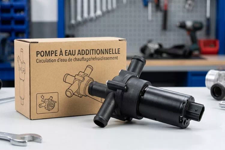 Pompe à eau additionnelle à côté se son carton d'emballage